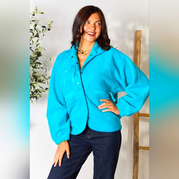 Zenana Snap Button Fleece Jacket - Picture 1 of 5